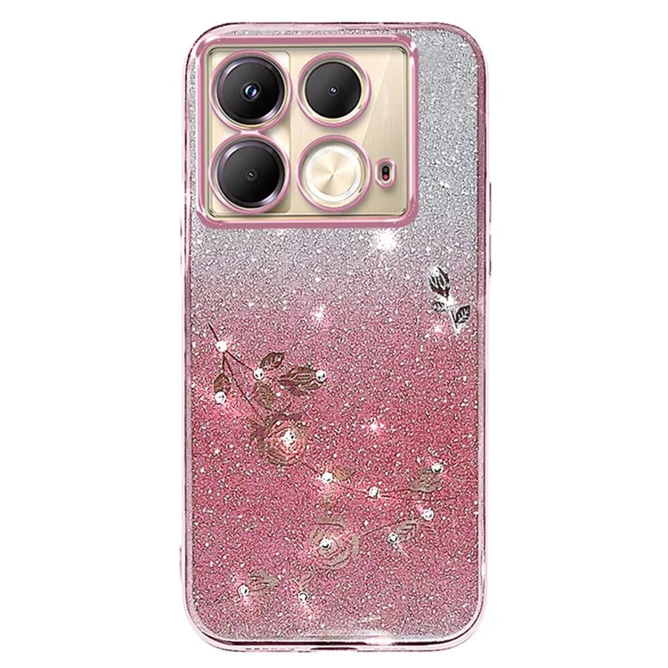 KADEM For Infinix Note 40 Case TPU Gradient Glitter Flower Phone Cover
