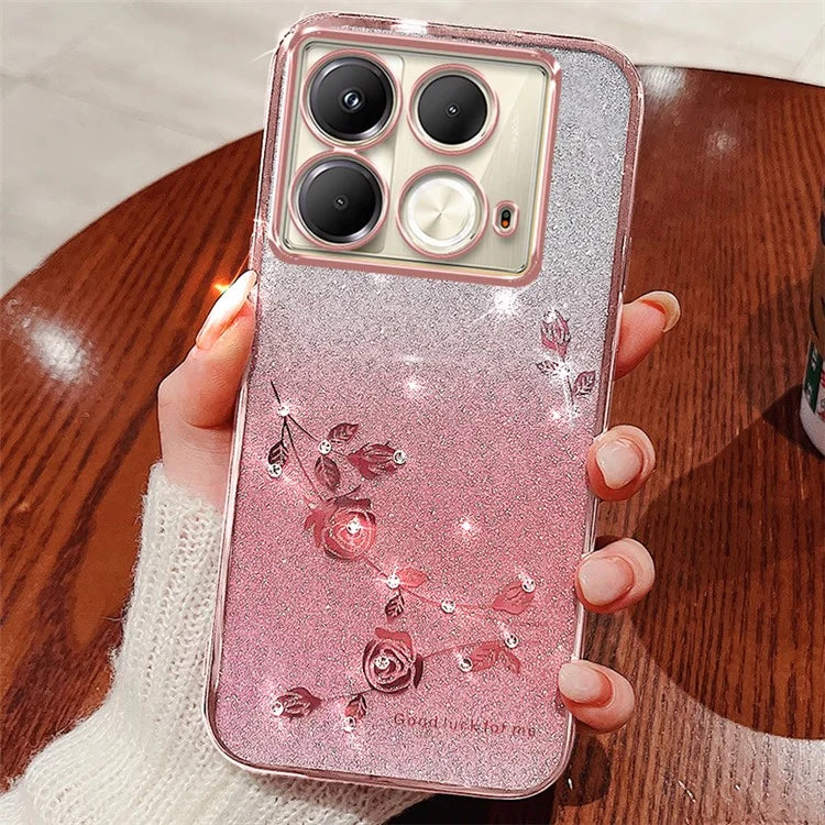 KADEM For Infinix Note 40 Case TPU Gradient Glitter Flower Phone Cover