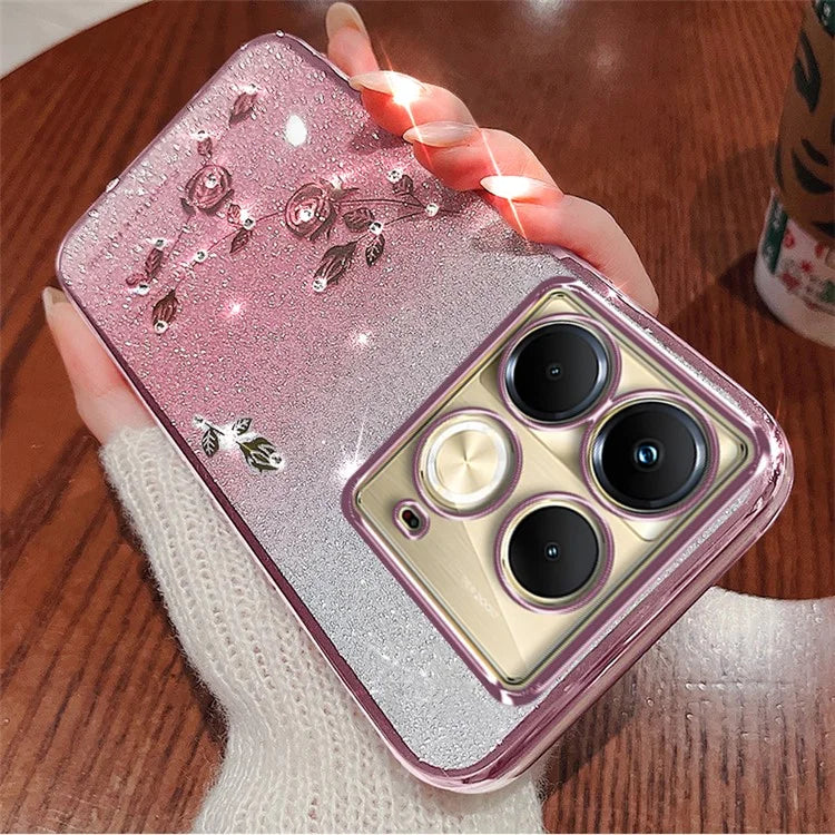 KADEM For Infinix Note 40 Case TPU Gradient Glitter Flower Phone Cover