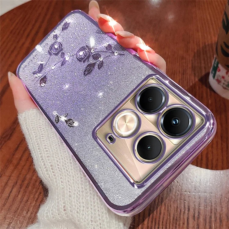 KADEM For Infinix Note 40 Case TPU Gradient Glitter Flower Phone Cover