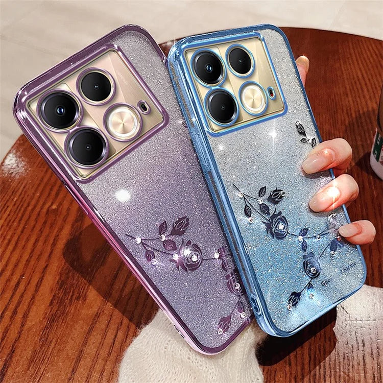 KADEM For Infinix Note 40 Case TPU Gradient Glitter Flower Phone Cover