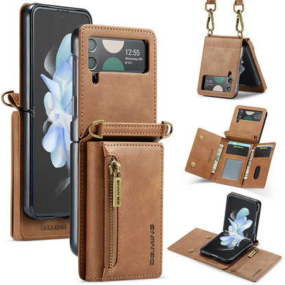 DG.MING M5 Series for Samsung Galaxy Z Flip4 5G Case RFID Blocking PU Leather+PC Folding Phone Cover