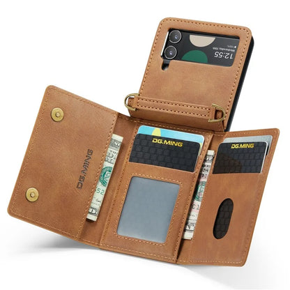 DG.MING M5 Series for Samsung Galaxy Z Flip4 5G Case RFID Blocking PU Leather+PC Folding Phone Cover