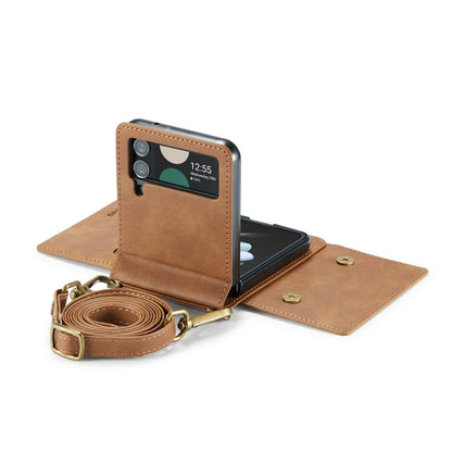 DG.MING M5 Series for Samsung Galaxy Z Flip4 5G Case RFID Blocking PU Leather+PC Folding Phone Cover