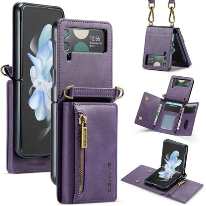 DG.MING M5 Series for Samsung Galaxy Z Flip4 5G Case RFID Blocking PU Leather+PC Folding Phone Cover