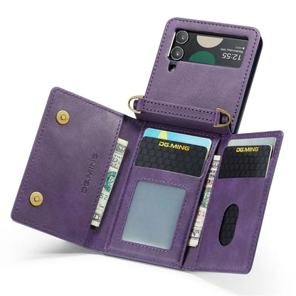 DG.MING M5 Series for Samsung Galaxy Z Flip4 5G Case RFID Blocking PU Leather+PC Folding Phone Cover
