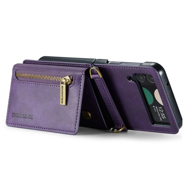 DG.MING M5 Series for Samsung Galaxy Z Flip4 5G Case RFID Blocking PU Leather+PC Folding Phone Cover