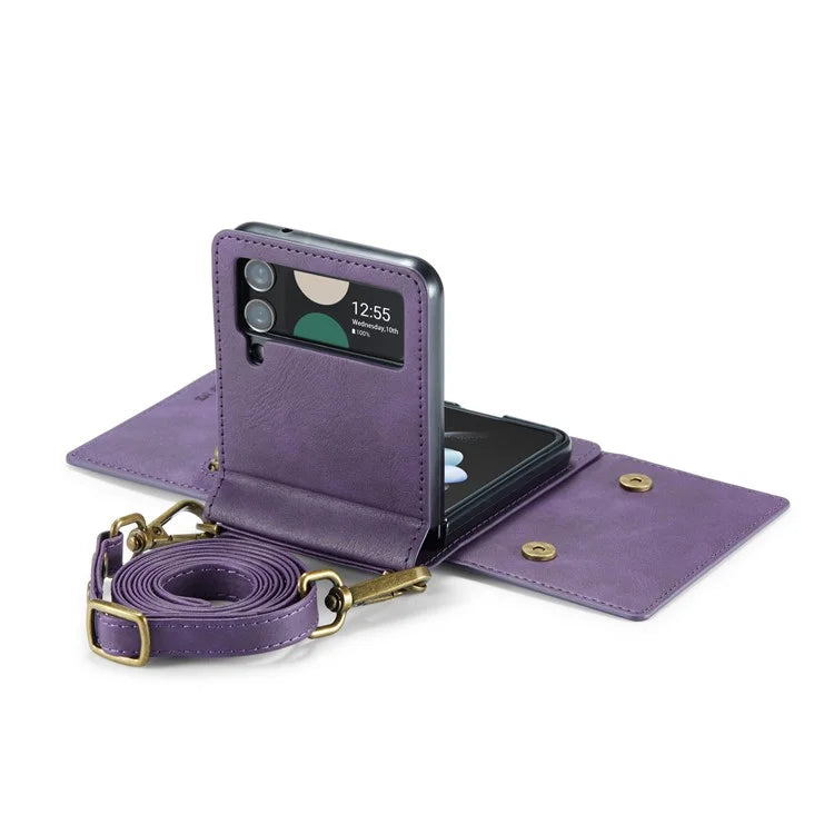 DG.MING M5 Series for Samsung Galaxy Z Flip4 5G Case RFID Blocking PU Leather+PC Folding Phone Cover