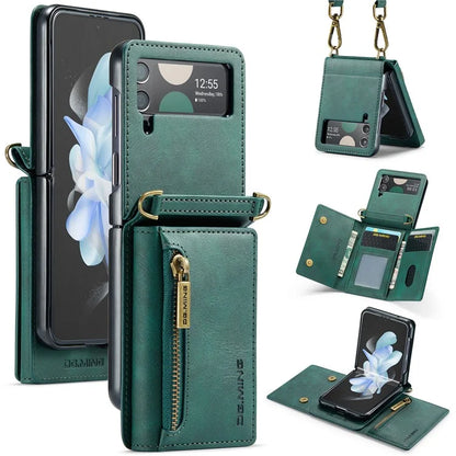 DG.MING M5 Series for Samsung Galaxy Z Flip4 5G Case RFID Blocking PU Leather+PC Folding Phone Cover