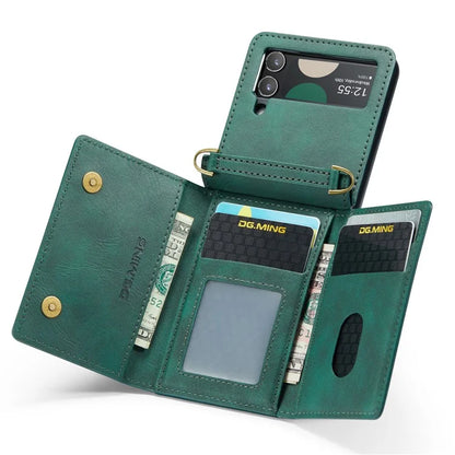 DG.MING M5 Series for Samsung Galaxy Z Flip4 5G Case RFID Blocking PU Leather+PC Folding Phone Cover