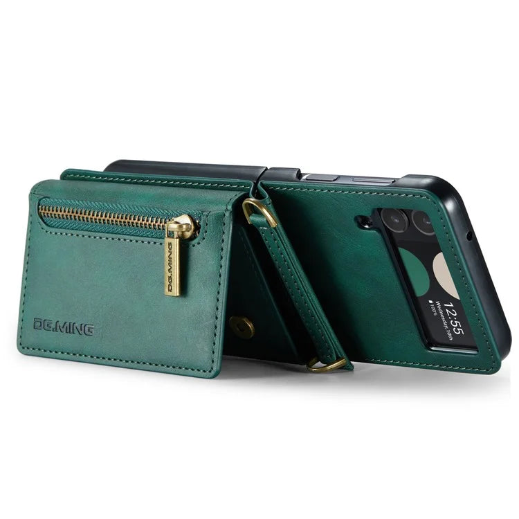 DG.MING M5 Series for Samsung Galaxy Z Flip4 5G Case RFID Blocking PU Leather+PC Folding Phone Cover