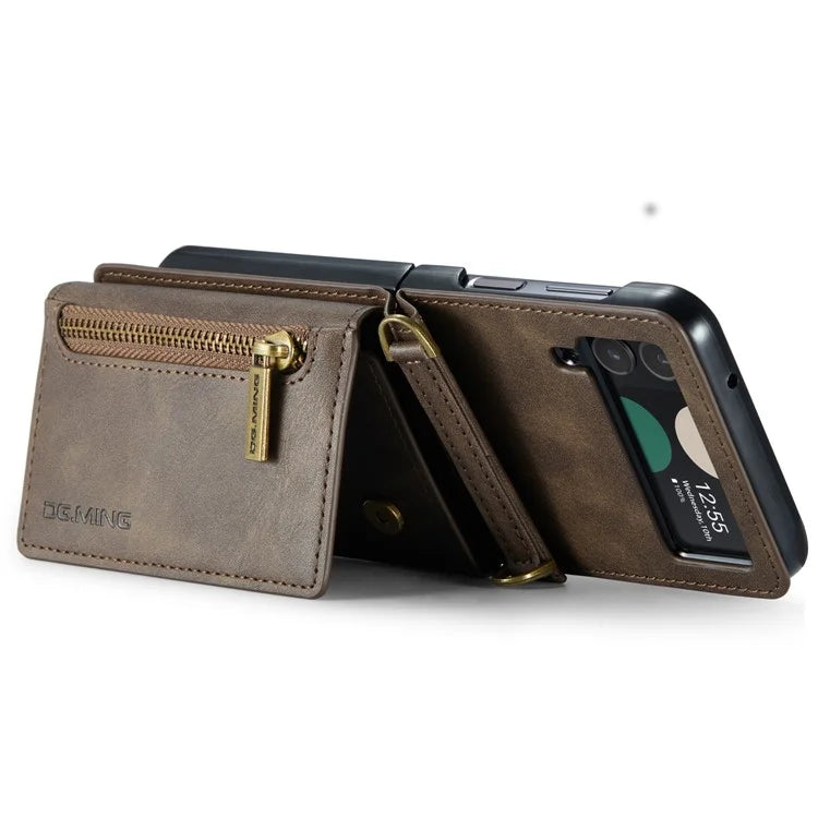 DG.MING M5 Series for Samsung Galaxy Z Flip4 5G Case RFID Blocking PU Leather+PC Folding Phone Cover