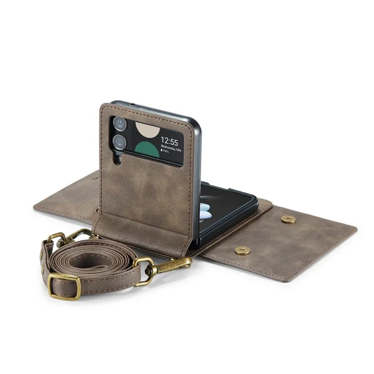 DG.MING M5 Series for Samsung Galaxy Z Flip4 5G Case RFID Blocking PU Leather+PC Folding Phone Cover