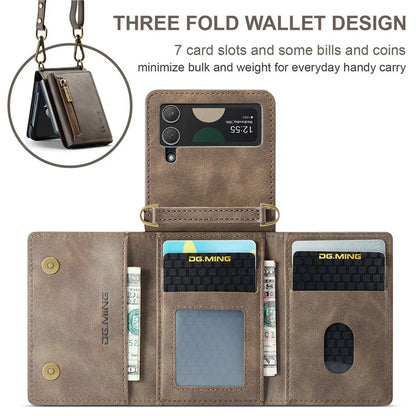 DG.MING M5 Series for Samsung Galaxy Z Flip4 5G Case RFID Blocking PU Leather+PC Folding Phone Cover