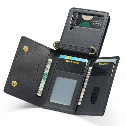 DG.MING M5 Series for Samsung Galaxy Z Flip4 5G Case RFID Blocking PU Leather+PC Folding Phone Cover