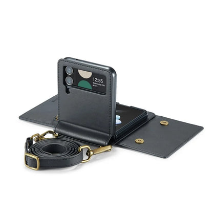 DG.MING M5 Series for Samsung Galaxy Z Flip4 5G Case RFID Blocking PU Leather+PC Folding Phone Cover