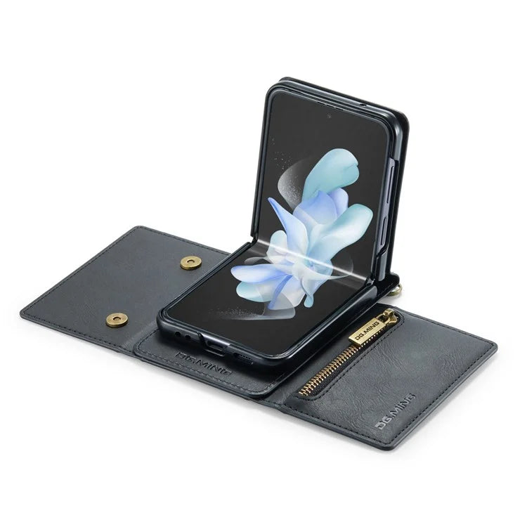 DG.MING M5 Series for Samsung Galaxy Z Flip4 5G Case RFID Blocking PU Leather+PC Folding Phone Cover
