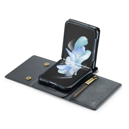 DG.MING M5 Series for Samsung Galaxy Z Flip4 5G Case RFID Blocking PU Leather+PC Folding Phone Cover