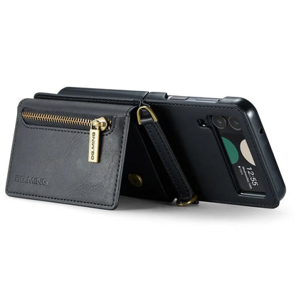 DG.MING M5 Series for Samsung Galaxy Z Flip3 5G Case RFID Blocking Card Slots Leather+PC Phone Cover