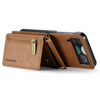 DG.MING M5 Series for Samsung Galaxy Z Flip3 5G Case RFID Blocking Card Slots Leather+PC Phone Cover