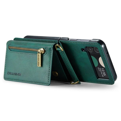 DG.MING M5 Series for Samsung Galaxy Z Flip3 5G Case RFID Blocking Card Slots Leather+PC Phone Cover
