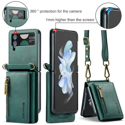 DG.MING M5 Series for Samsung Galaxy Z Flip3 5G Case RFID Blocking Card Slots Leather+PC Phone Cover
