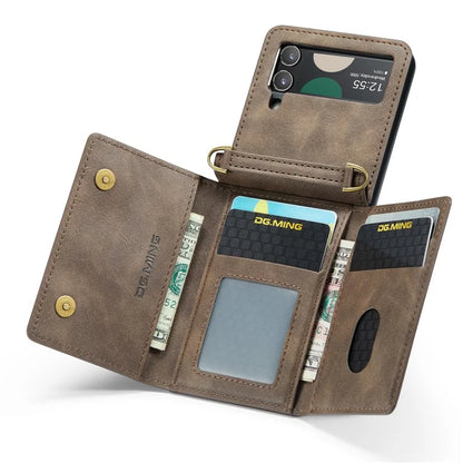 DG.MING M5 Series for Samsung Galaxy Z Flip3 5G Case RFID Blocking Card Slots Leather+PC Phone Cover