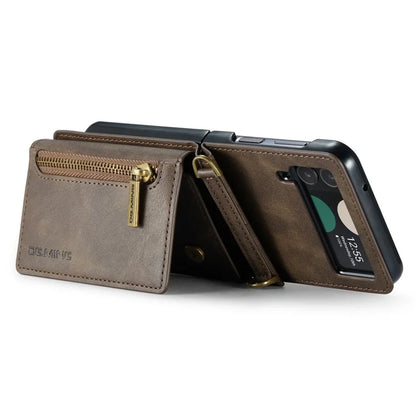 DG.MING M5 Series for Samsung Galaxy Z Flip3 5G Case RFID Blocking Card Slots Leather+PC Phone Cover