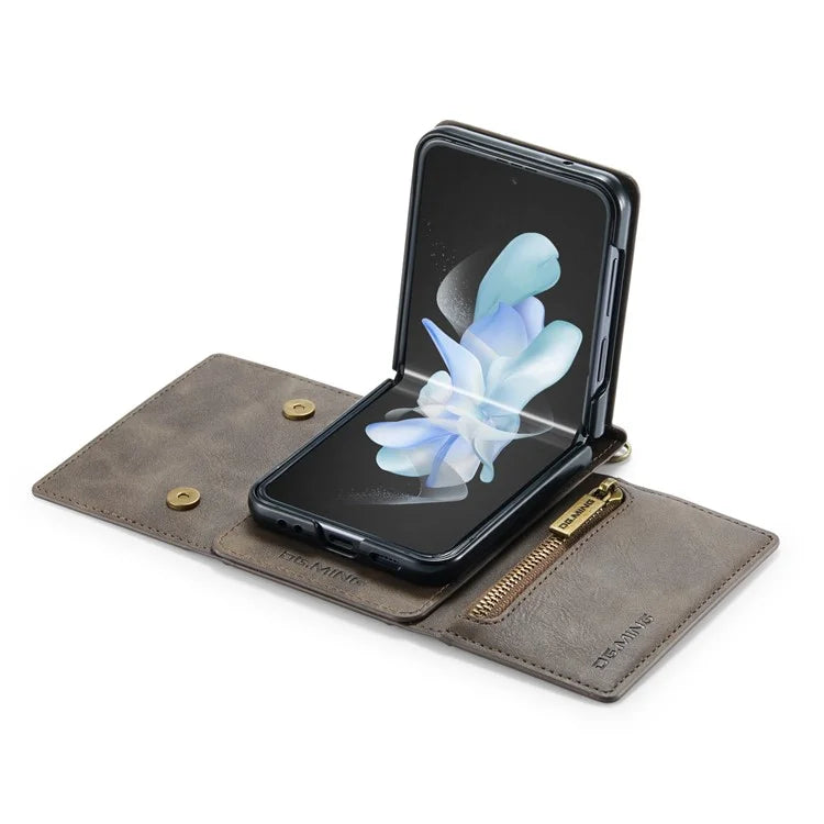 DG.MING M5 Series for Samsung Galaxy Z Flip3 5G Case RFID Blocking Card Slots Leather+PC Phone Cover