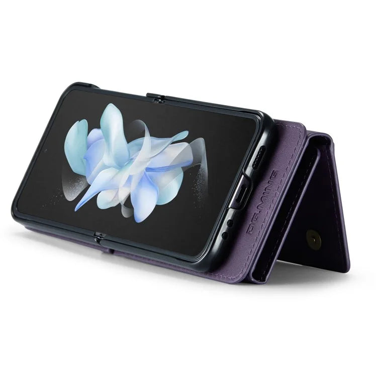 DG.MING M5 Series for Samsung Galaxy Z Flip3 5G Case RFID Blocking Card Slots Leather+PC Phone Cover