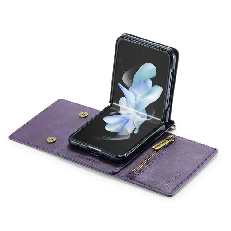 DG.MING M5 Series for Samsung Galaxy Z Flip3 5G Case RFID Blocking Card Slots Leather+PC Phone Cover