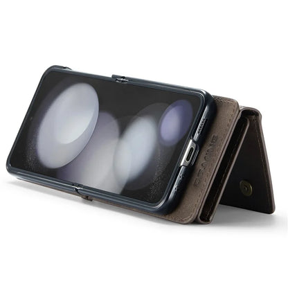 DG.MING M5 Series for Samsung Galaxy Z Flip5 5G Case Kickstand Zipper Wallet Leather+PC Phone Cover
