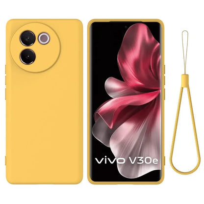 For vivo V30e 5G Case Liquid Silicone Protective Phone Cover with Strap
