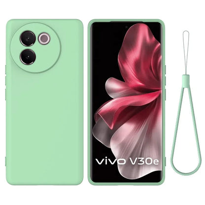 For vivo V30e 5G Case Liquid Silicone Protective Phone Cover with Strap