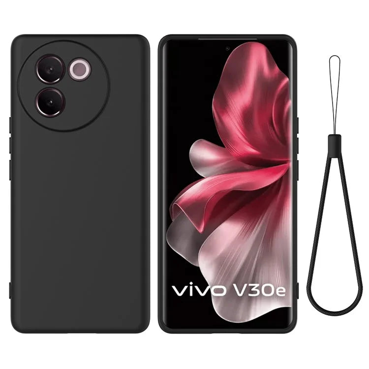For vivo V30e 5G Case Liquid Silicone Protective Phone Cover with Strap