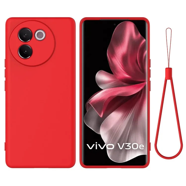 For vivo V30e 5G Case Liquid Silicone Protective Phone Cover with Strap