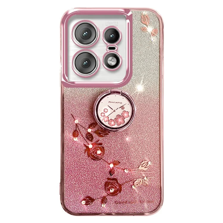 KADEM For Motorola Edge 50 Pro 5G TPU Case Kickstand Phone Cover Sparkly Glitter Rhinestone