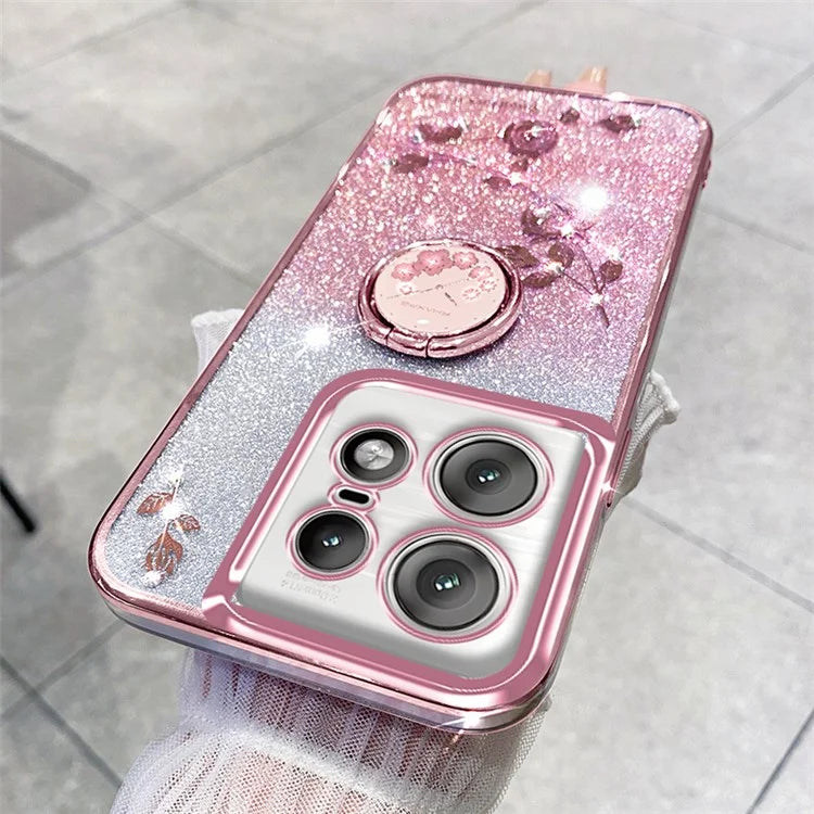 KADEM For Motorola Edge 50 Pro 5G TPU Case Kickstand Phone Cover Sparkly Glitter Rhinestone