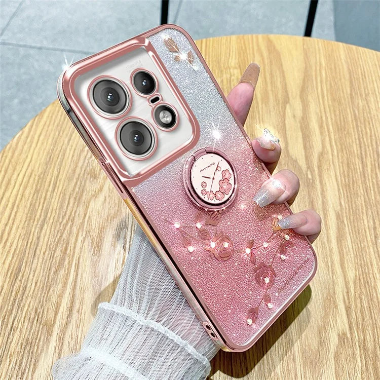 KADEM For Motorola Edge 50 Pro 5G TPU Case Kickstand Phone Cover Sparkly Glitter Rhinestone