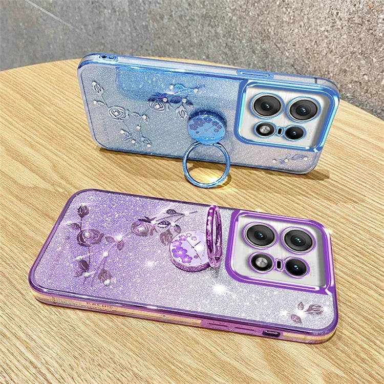 KADEM For Motorola Edge 50 Pro 5G TPU Case Kickstand Phone Cover Sparkly Glitter Rhinestone