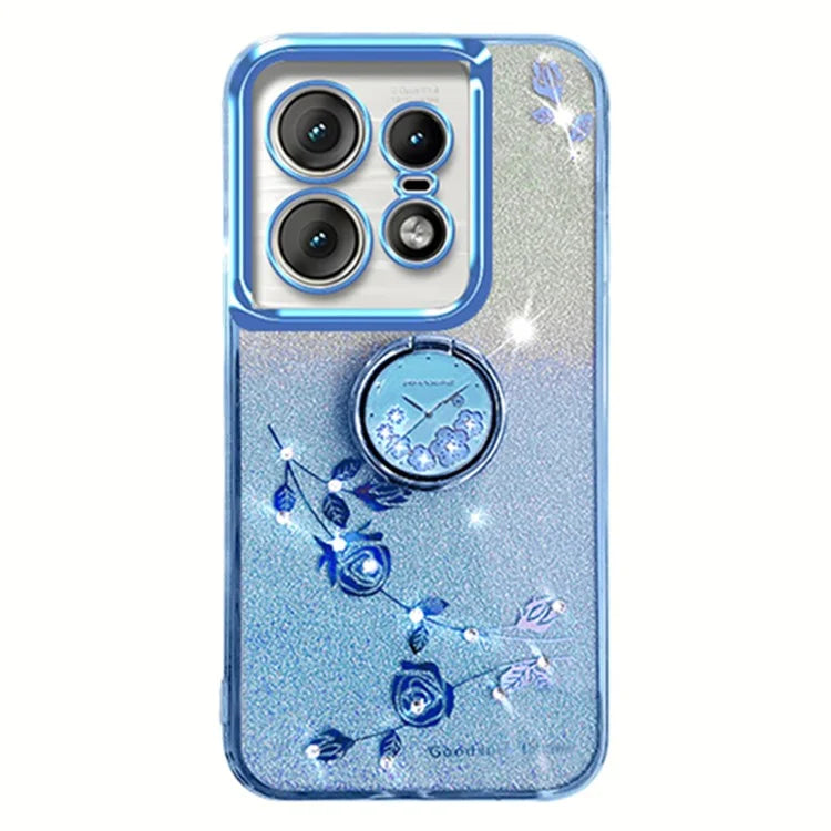 KADEM For Motorola Edge 50 Pro 5G TPU Case Kickstand Phone Cover Sparkly Glitter Rhinestone