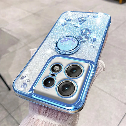 KADEM For Motorola Edge 50 Pro 5G TPU Case Kickstand Phone Cover Sparkly Glitter Rhinestone