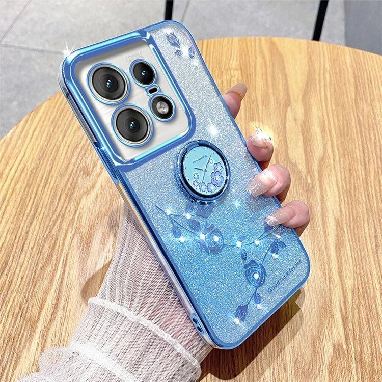 KADEM For Motorola Edge 50 Pro 5G TPU Case Kickstand Phone Cover Sparkly Glitter Rhinestone