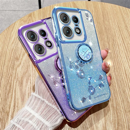 KADEM For Motorola Edge 50 Pro 5G TPU Case Kickstand Phone Cover Sparkly Glitter Rhinestone