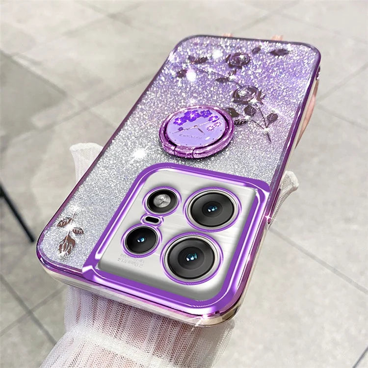 KADEM For Motorola Edge 50 Pro 5G TPU Case Kickstand Phone Cover Sparkly Glitter Rhinestone