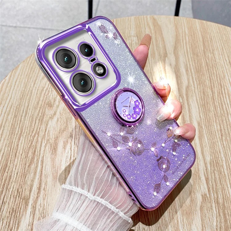 KADEM For Motorola Edge 50 Pro 5G TPU Case Kickstand Phone Cover Sparkly Glitter Rhinestone