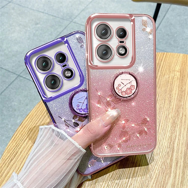 KADEM For Motorola Edge 50 Pro 5G TPU Case Kickstand Phone Cover Sparkly Glitter Rhinestone