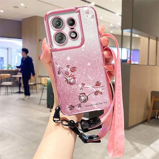 KADEM For Motorola Edge 50 Pro 5G Case Gradient TPU Anti-Drop Phone Cover with Lanyard