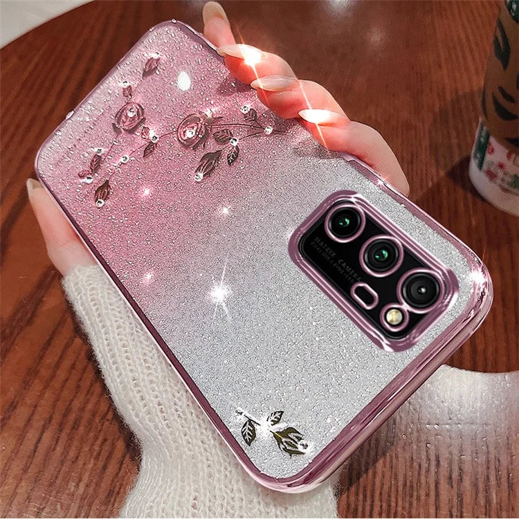 KADEM For Honor V30 Pro Case TPU Flower Phone Cover Gradient Glitter