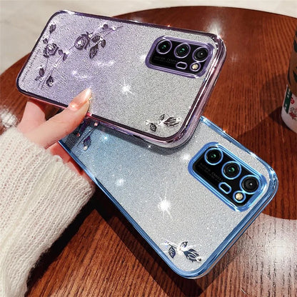 KADEM For Honor V30 Pro Case TPU Flower Phone Cover Gradient Glitter